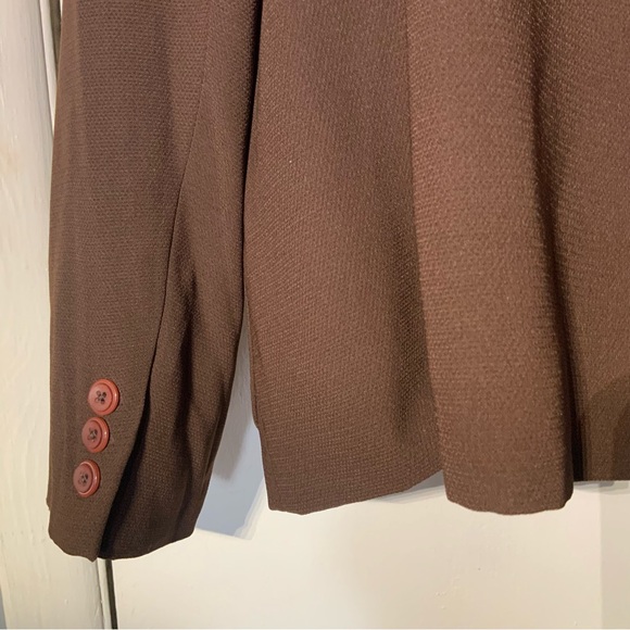 BOB MACKIE VINTAGE BROWN LEISURE SUIT STYLE BLAZER SUIT JACKET SZ 14 - Picture 6 of 7